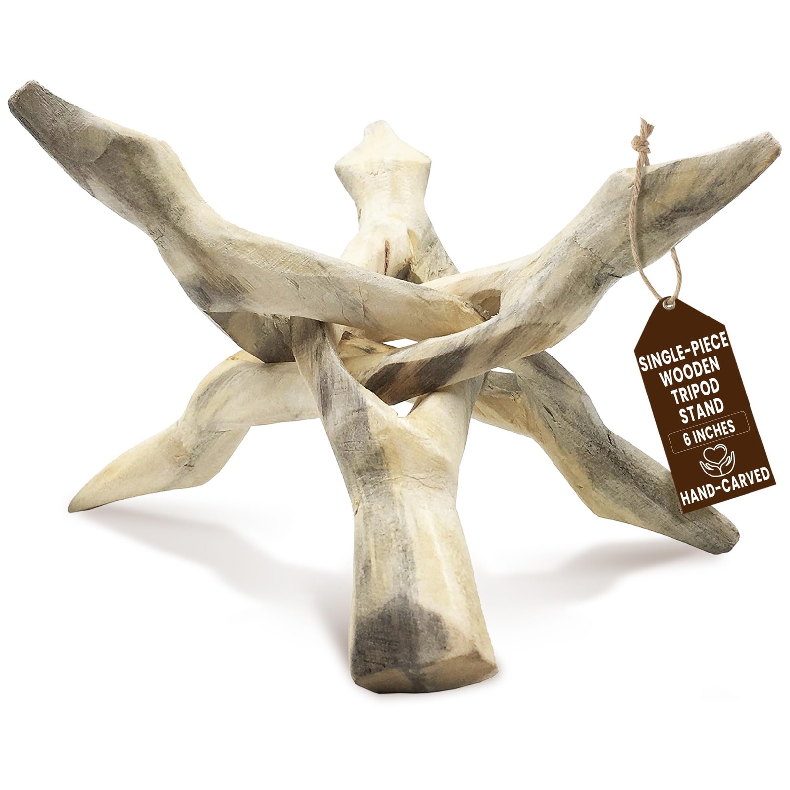 Wooden Tripod Display Stand – 6-Inch Hand Carved Holder Made from Mango Wood …