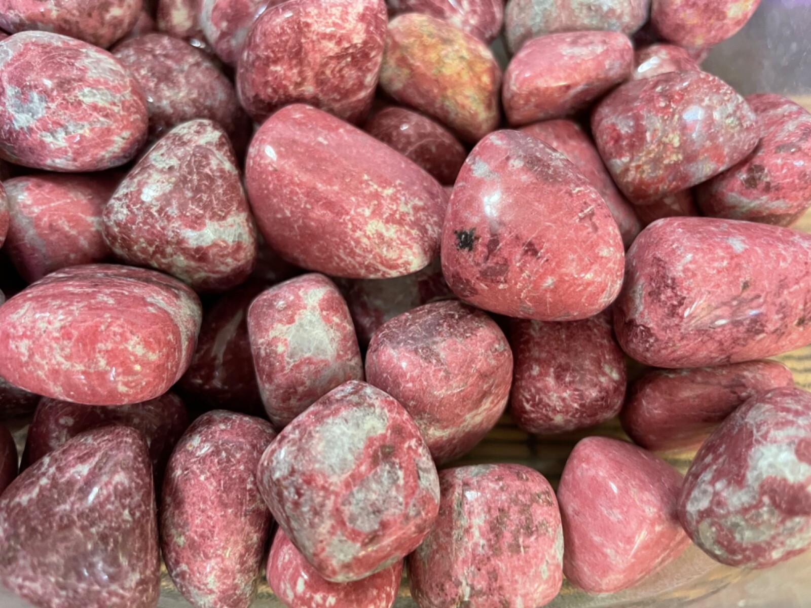 1X Pink Thulite Tumbled Stone 20-25mm Reiki Healing Crystal Speaking Introverts