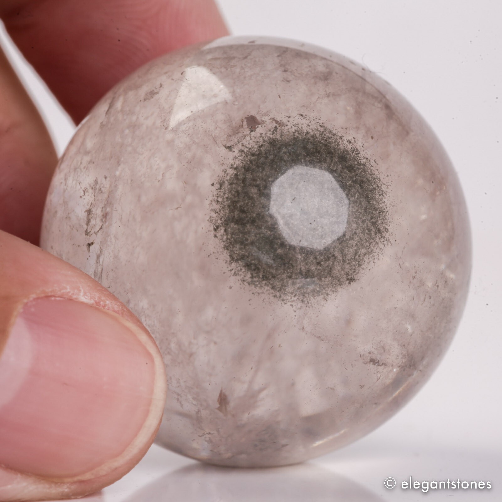 57g34mm Natural Garden/Phantom/Ghost/Lodolite Quartz Crystal Sphere Healing Ball