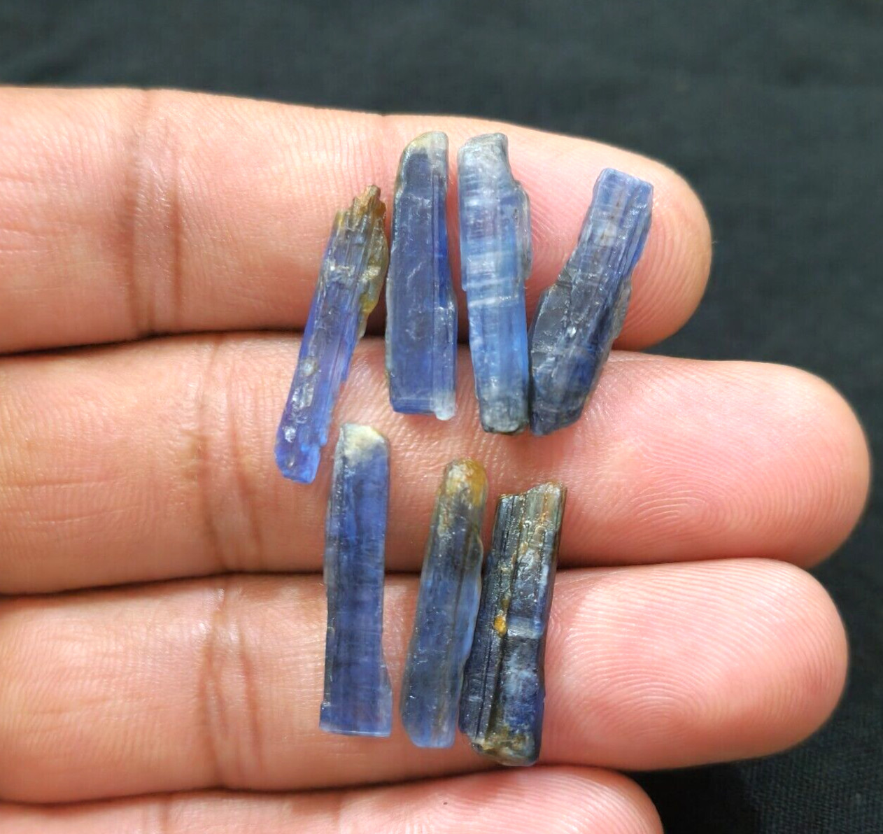 Glowing A+ Blue Kyanite Raw Shards 7 Piece Lot Rough 20-25 MM For Jewelry Making