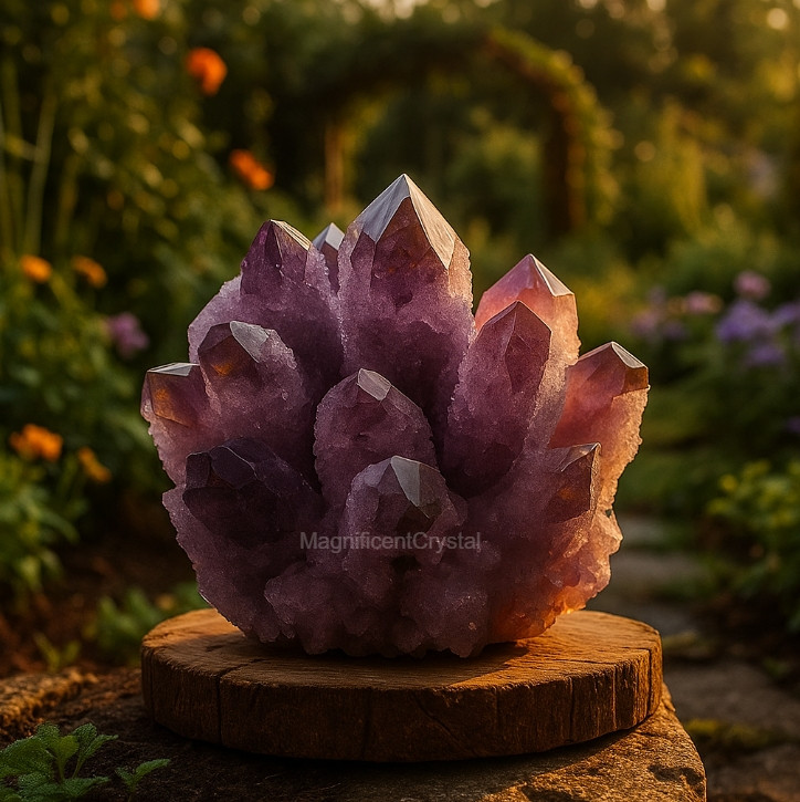 Natural Violet Amethyst Phantom Geode Quartz Cluster Rare Crystal Specimen Decor