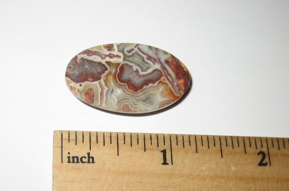 30x17mm POLISHED NATURAL LAGUNA LACE AGATE CRYSTAL STONE CABOCHON MEXICO 4.7g *3