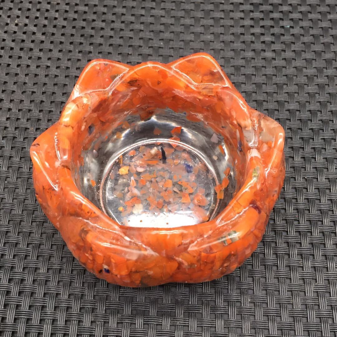 Natural Agate Stone Quartz Crystal Chips Resin-filled Lotus Bowl Healing Decorat