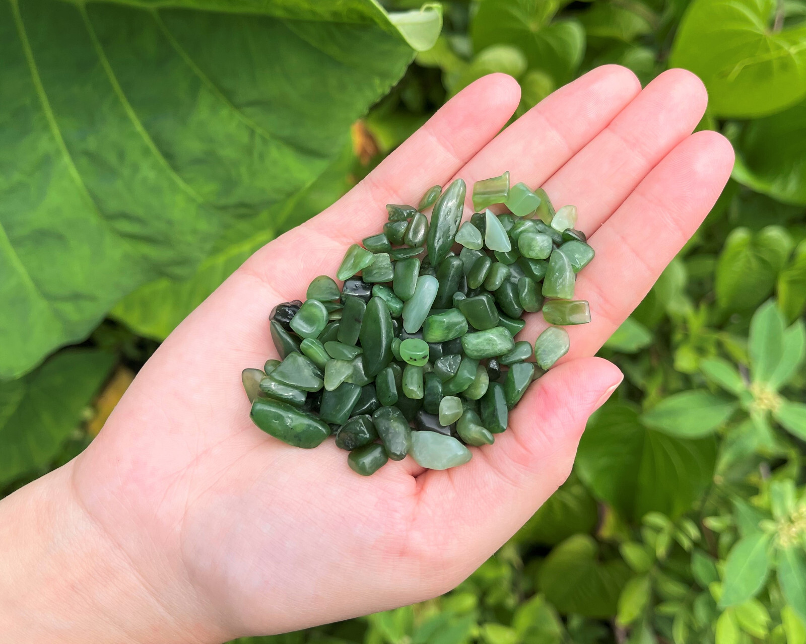 Jade Nephrite Semi Tumbled Gemstone Mini Chips 5-15 mm, ‘A’ Grade Wholesale Lots