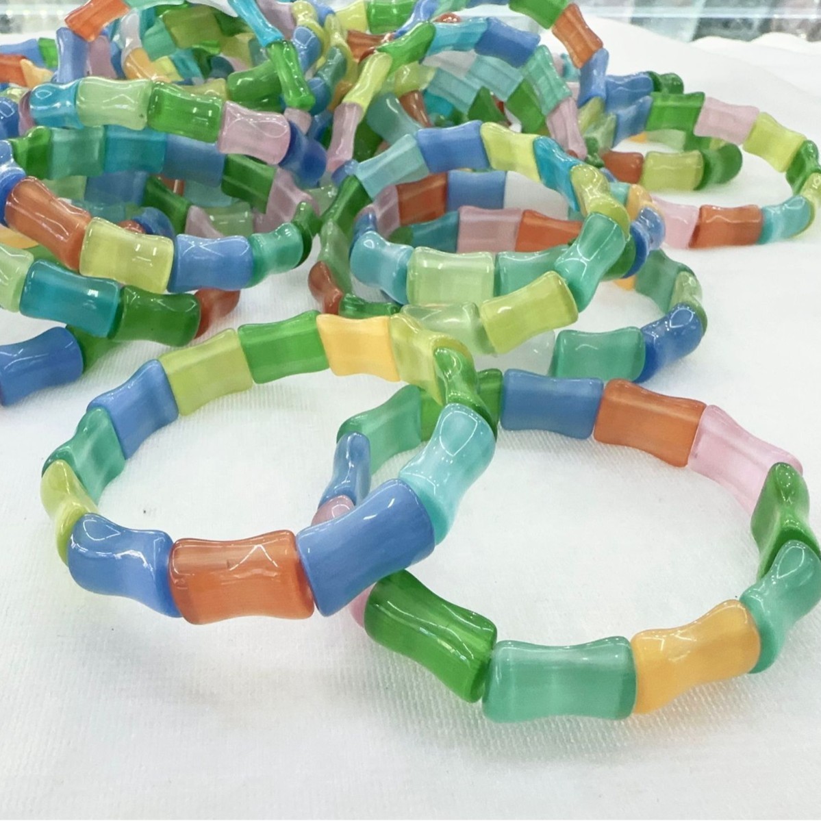 5pcs Fashion cat eye stone bamboo knot bracelet 11 * 18mm seven color