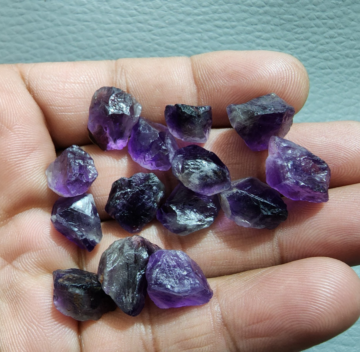 Wonderful Purple Amethyst Rough 14 Pcs Gemstone Crystal Rough Raw Size 13-15 MM