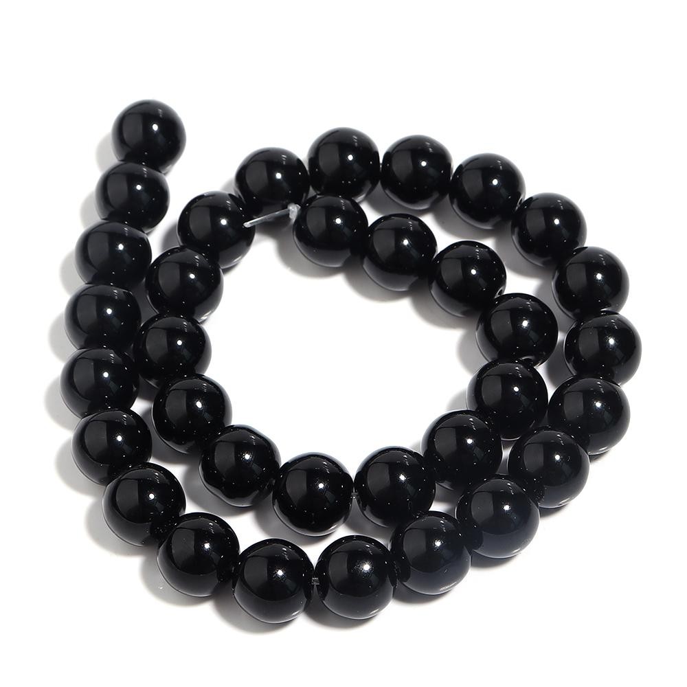 1 Strand Natural Stone Black Agate Round Loose Beads 2-20mm Pick Size for Crafts