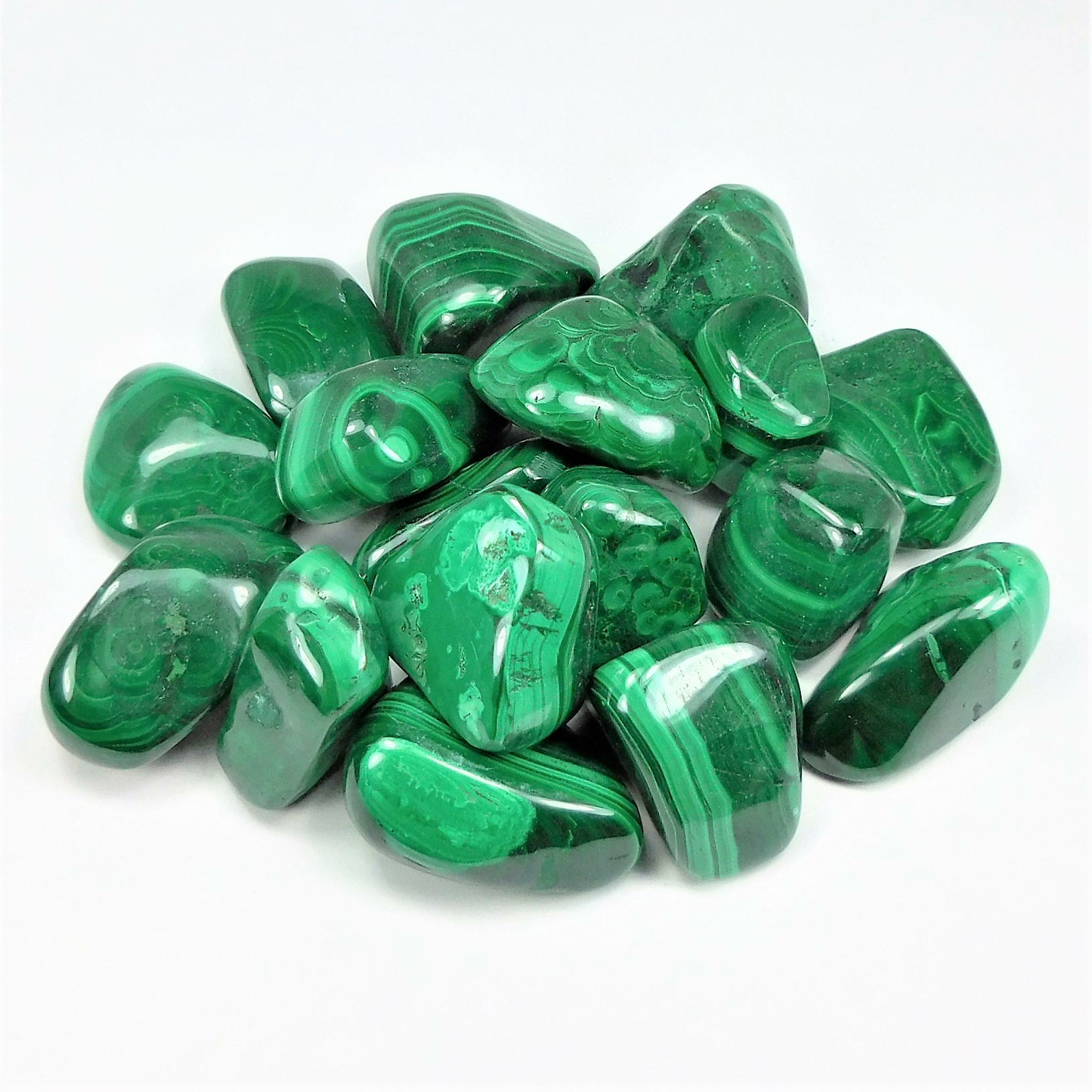 Malachite (3 Pcs) Tumbled Gemstone – Polished Crystal Green Gemstones (CE20)