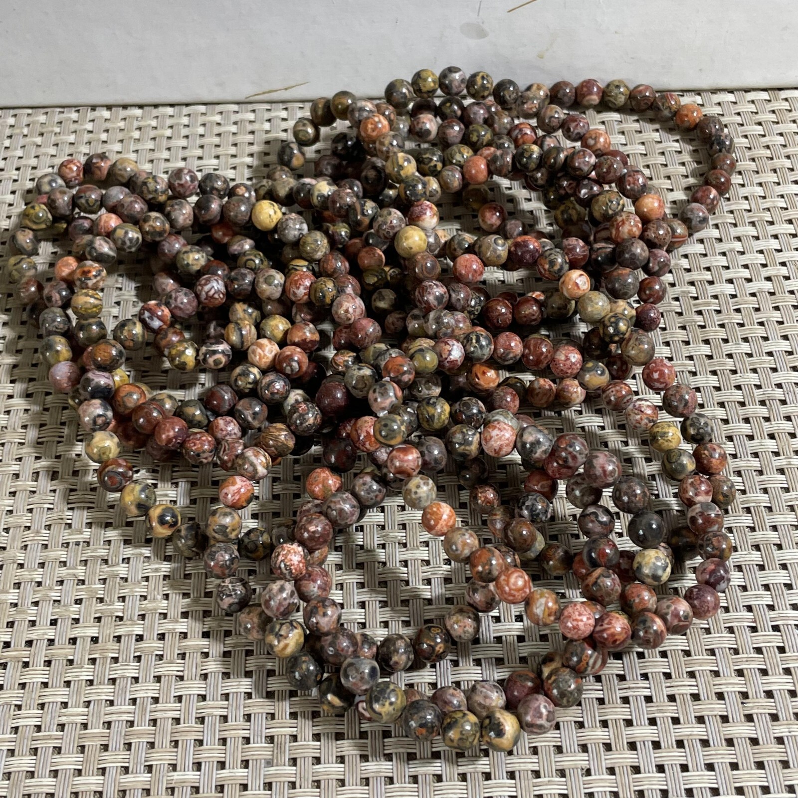 Wholesale 5Pcs Natural Leopard Jasper stone 6mm Quartz Crystal Stretch Bracelet