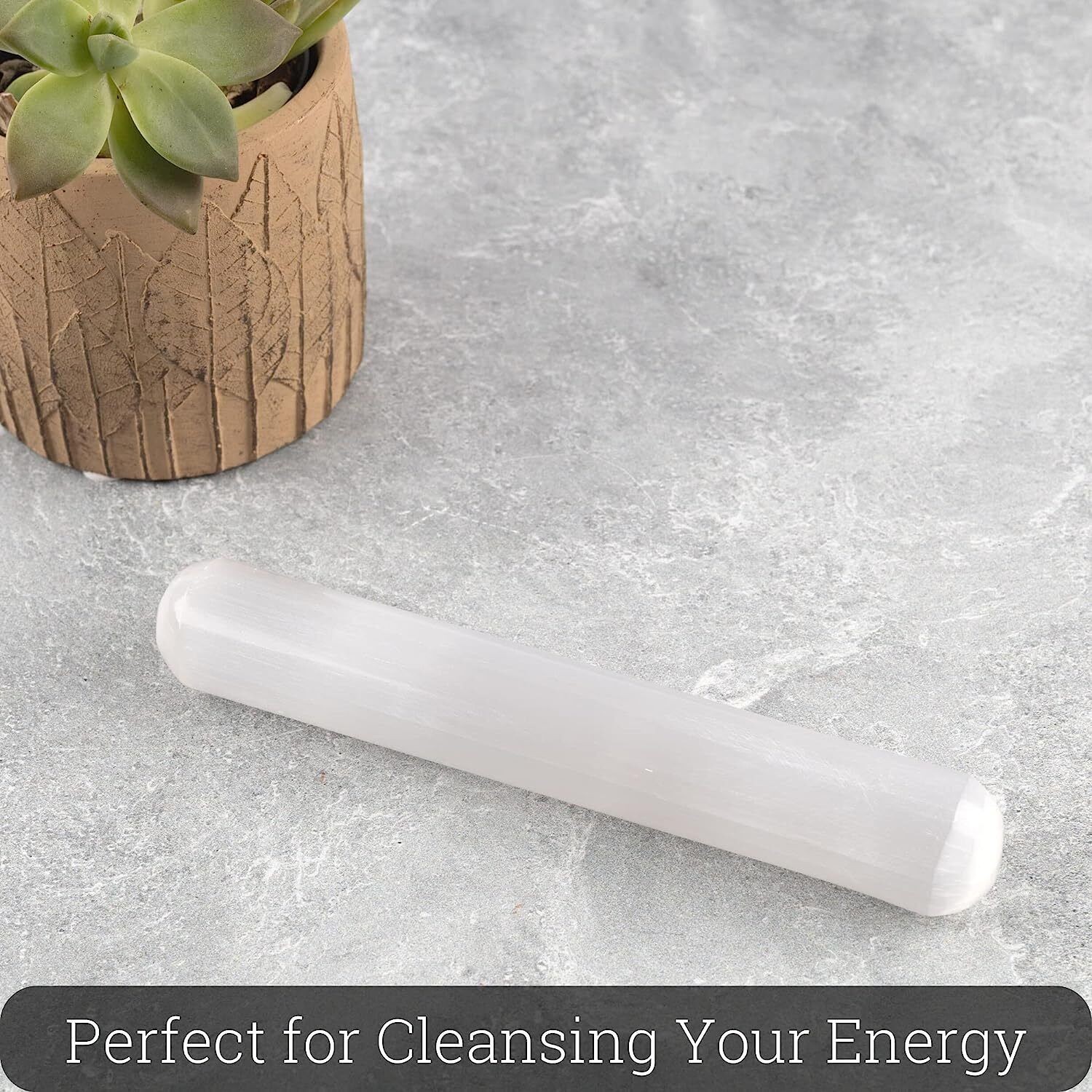 Polished Selenite Crystal Massage Wand, Selenite Stick, Cleansing, Size 6″
