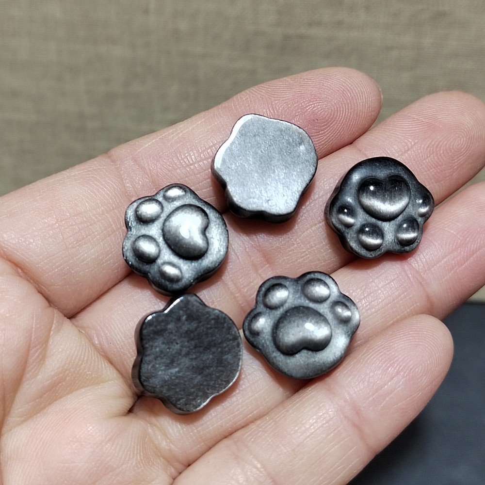 5pcs Natural Silver Obsidian Cat Claw Skull Carved Quartz Crystal Skull healing
