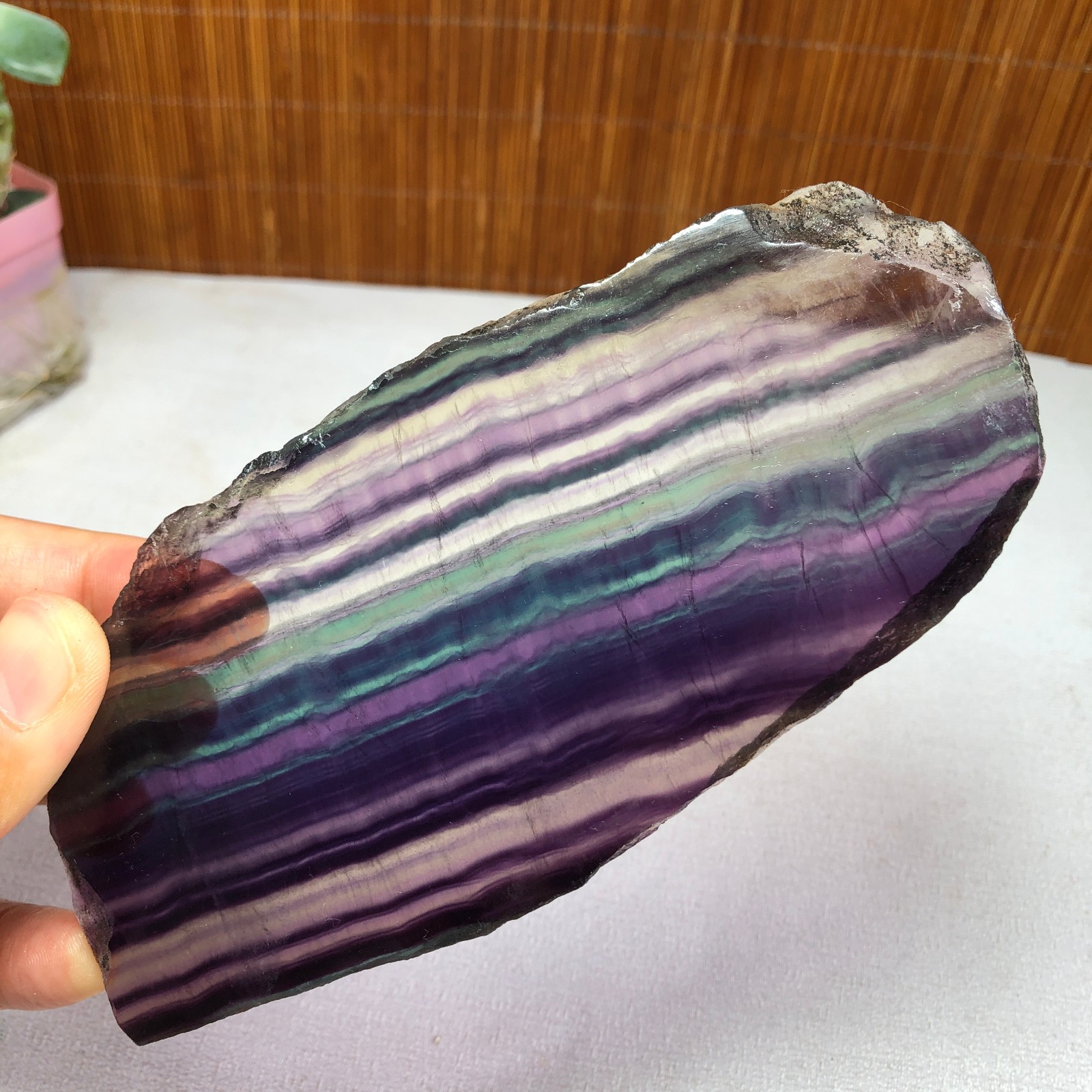 300g Natural Candy fluorite slice Crystal gemstone Polished/rough Specimen A8422