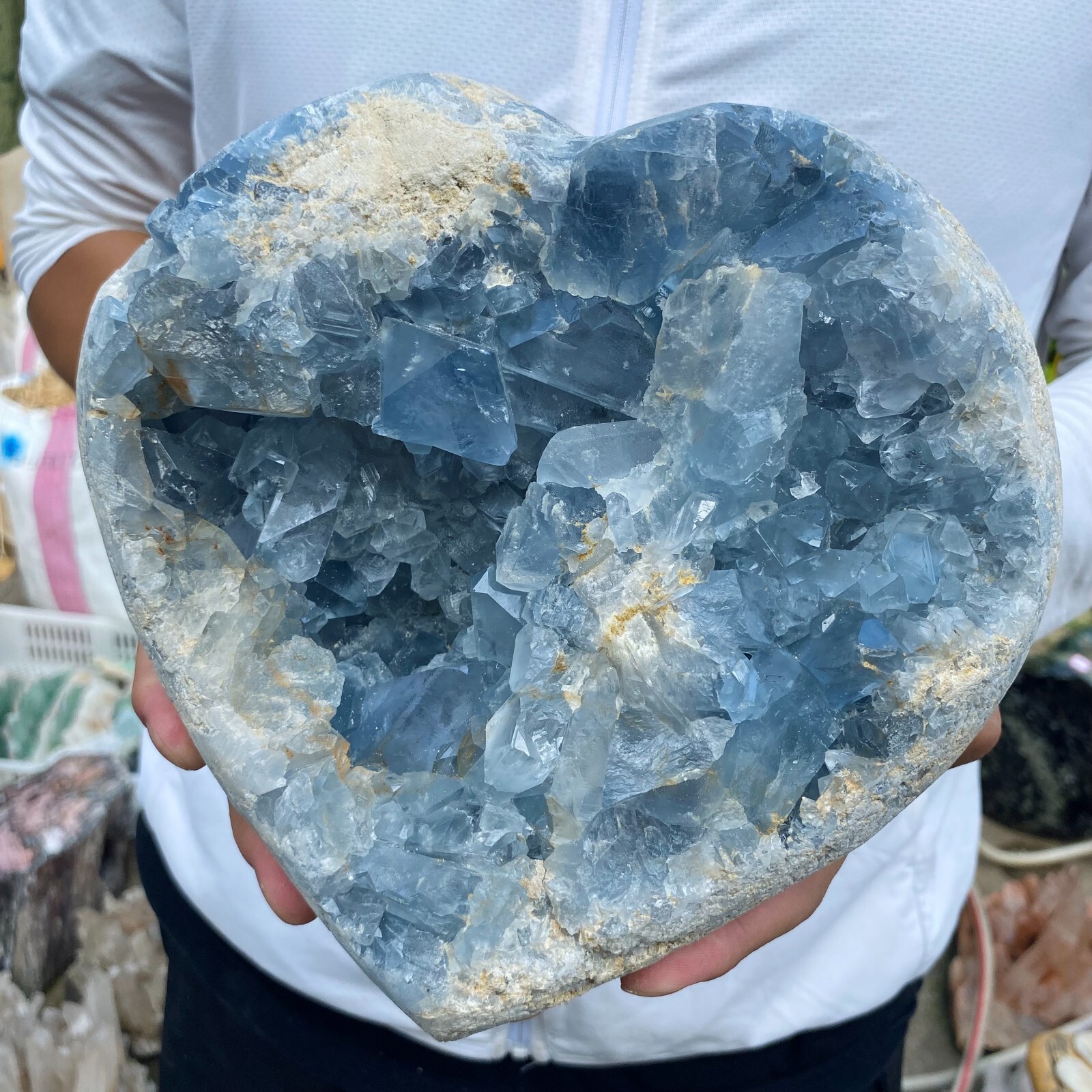 14.4lb natural blue celestite geode quartz crystal mineral specimen healing