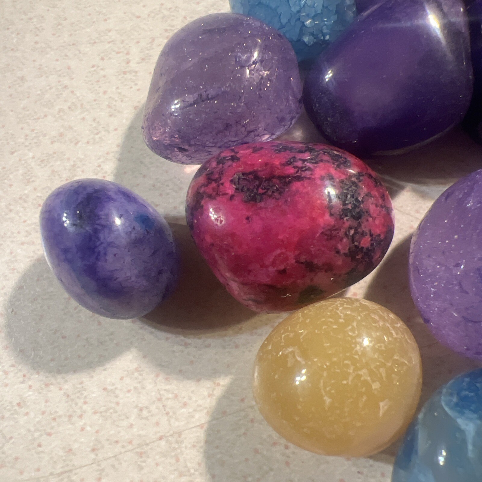 Shiny Polished Agate Crystals Tumbled Stones Dyed Rocks In Strasburg RR Bag