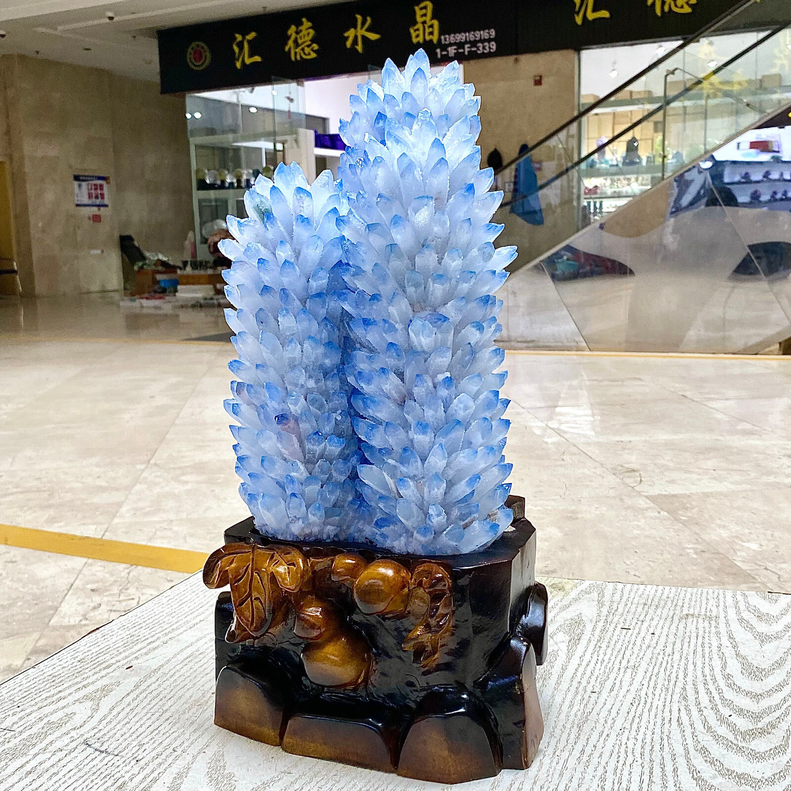 27.95LB eatiful blue Tibetan Ghost phantom Quartz Crystal Cluster Specimen