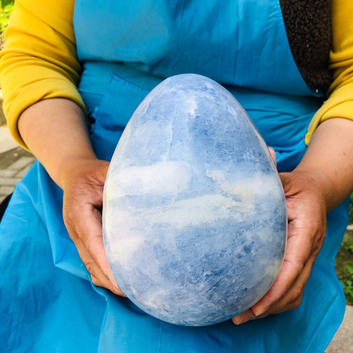 8.2LB Natural blue celestite POLISHED egg shape Quartz Crystal healing decor