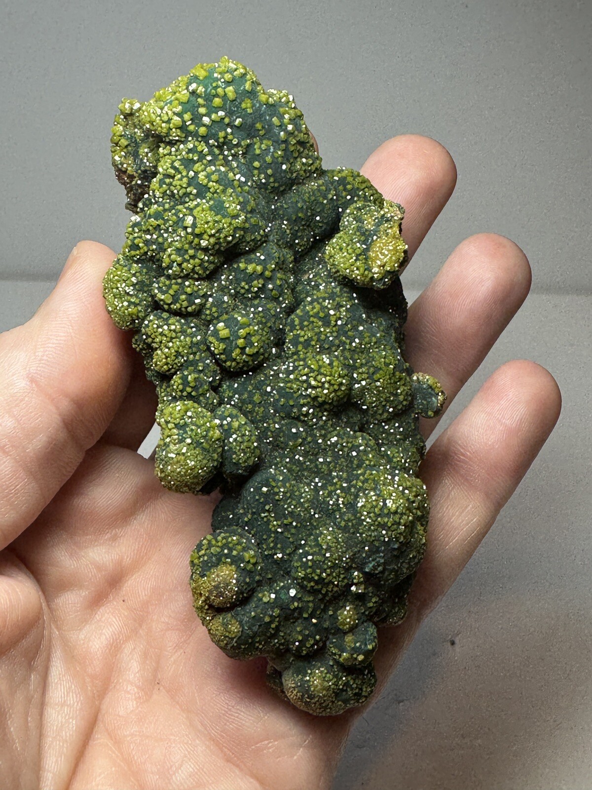 RARE Pyromorphite on Malachite Crystal – Rum Jungle Australia Mineral Specimen