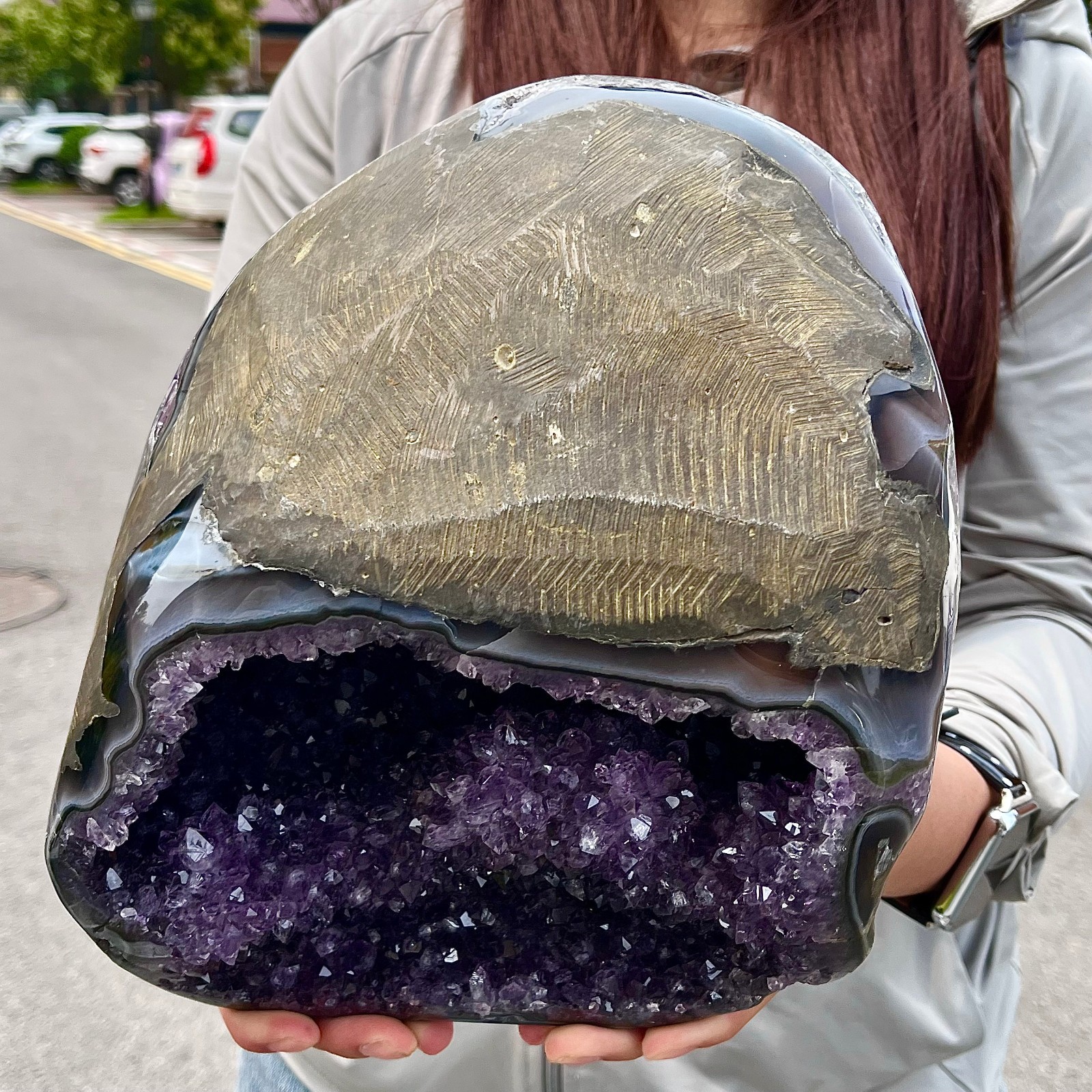 15.23LB High quality amethyst agate coin bags attract wealth crystal specimens