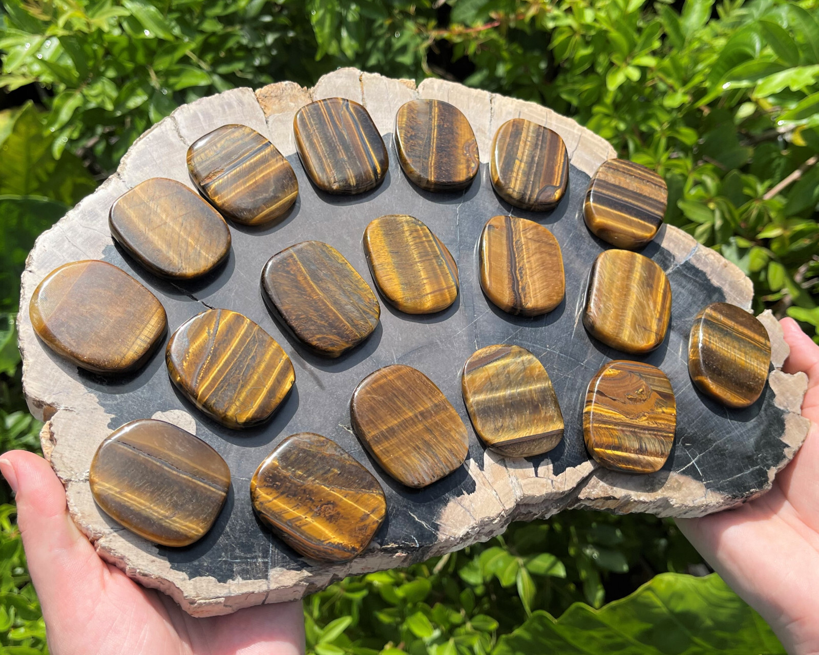 Gold Tiger Eye Pocket Palm Stone MEDIUM (Smooth Polished Tiger Eye Worry Stone)
