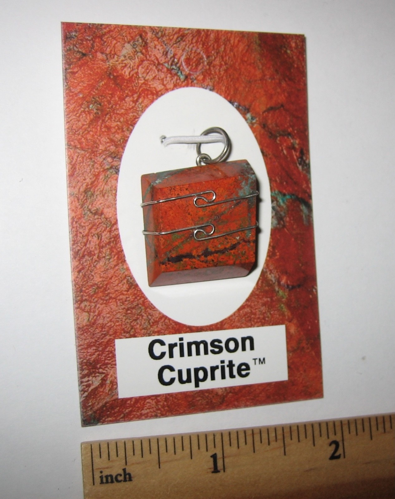 0.8″ POLISHED RARE CRIMSON CUPRITE STONE STERLING SILVER WIRE WRAP PENDANT *1