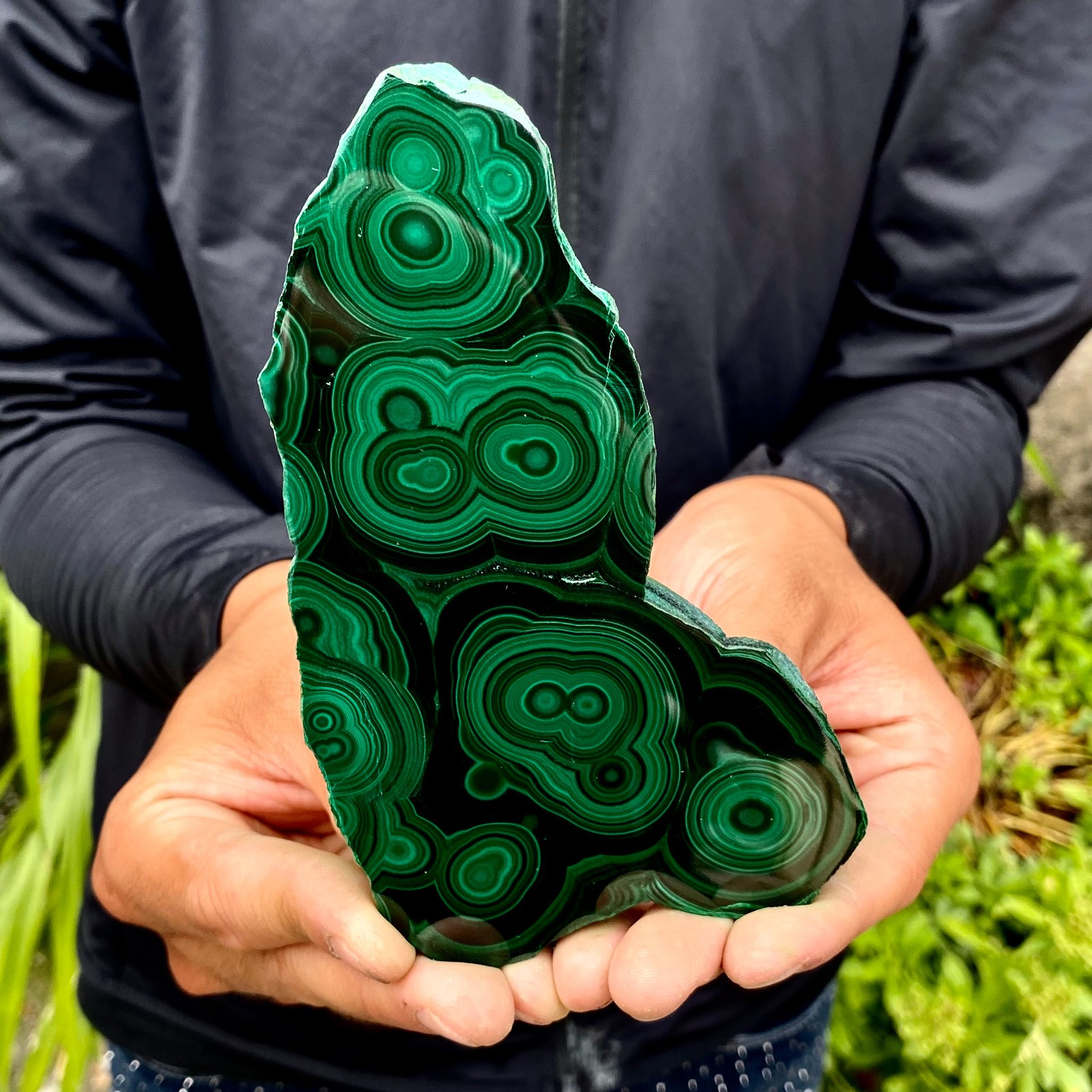 408G Natural malachite slice quartz crystal luster mineral specimen