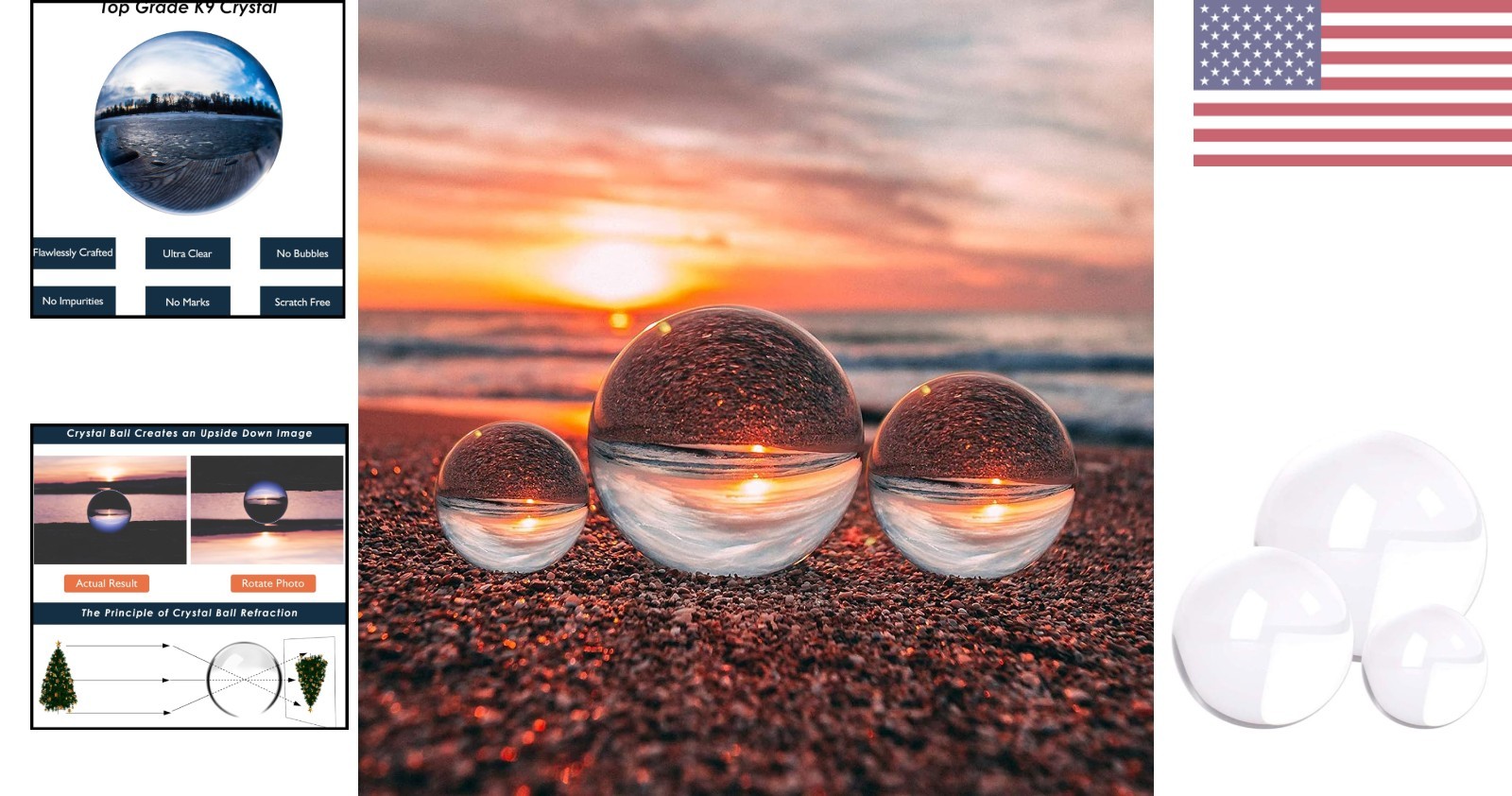 Multipurpose K9 Crystal Balls for Photography, Decoration & Divination 3-Pack