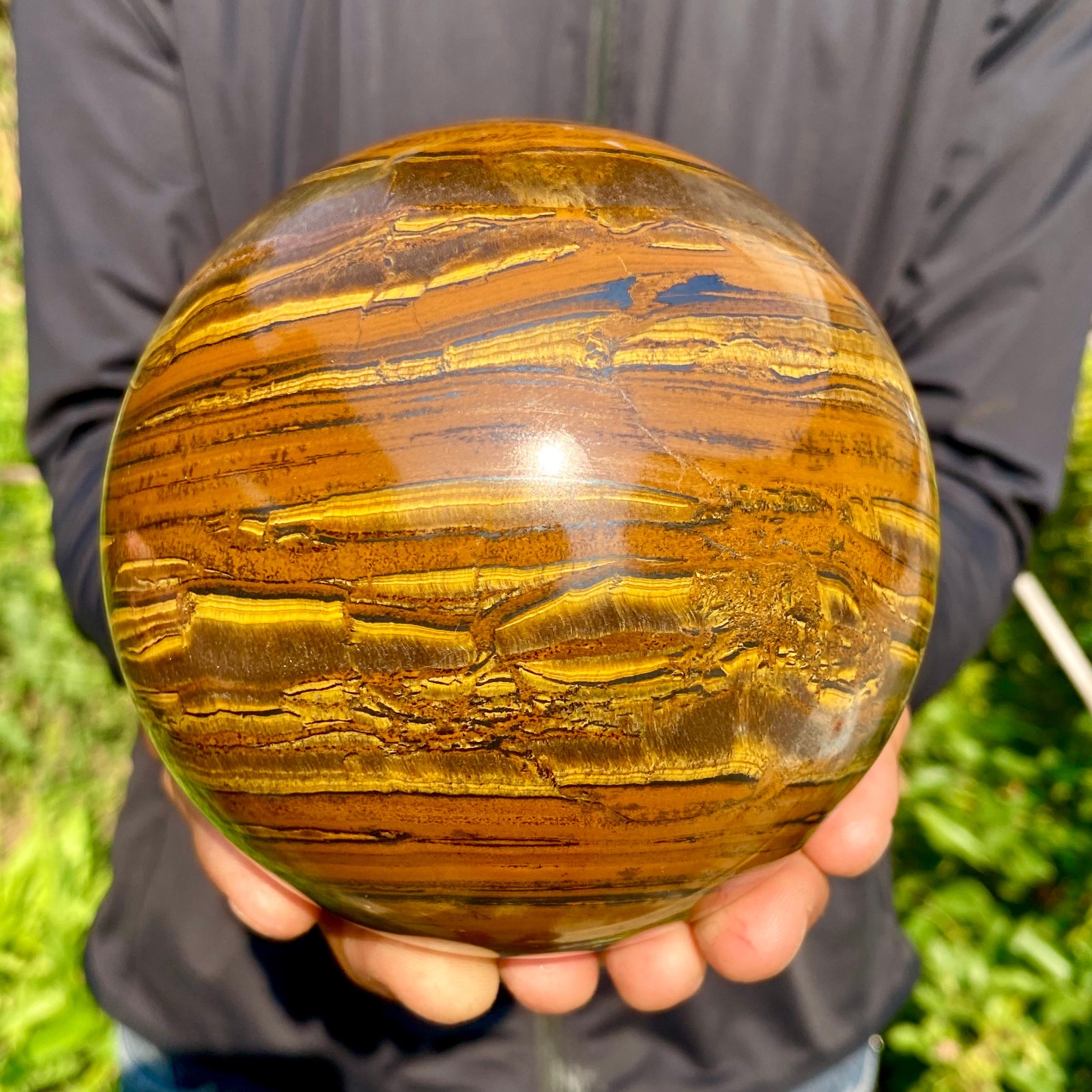 4.82LB Large Natural Tiger Eye Stone Crystal Ball Quartz Healing Sphere Décor