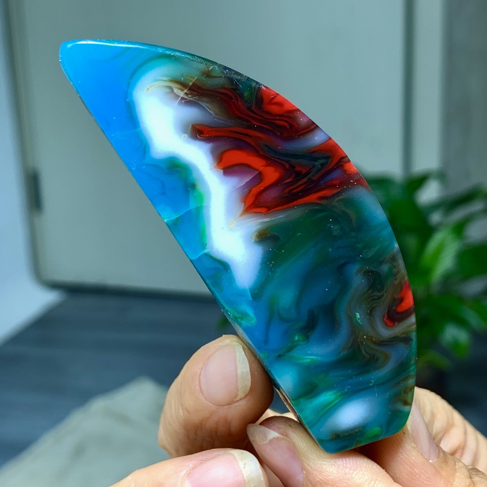 81G Natural NanHong Agate block multicolored Pattern Cabochon mineral Crystal