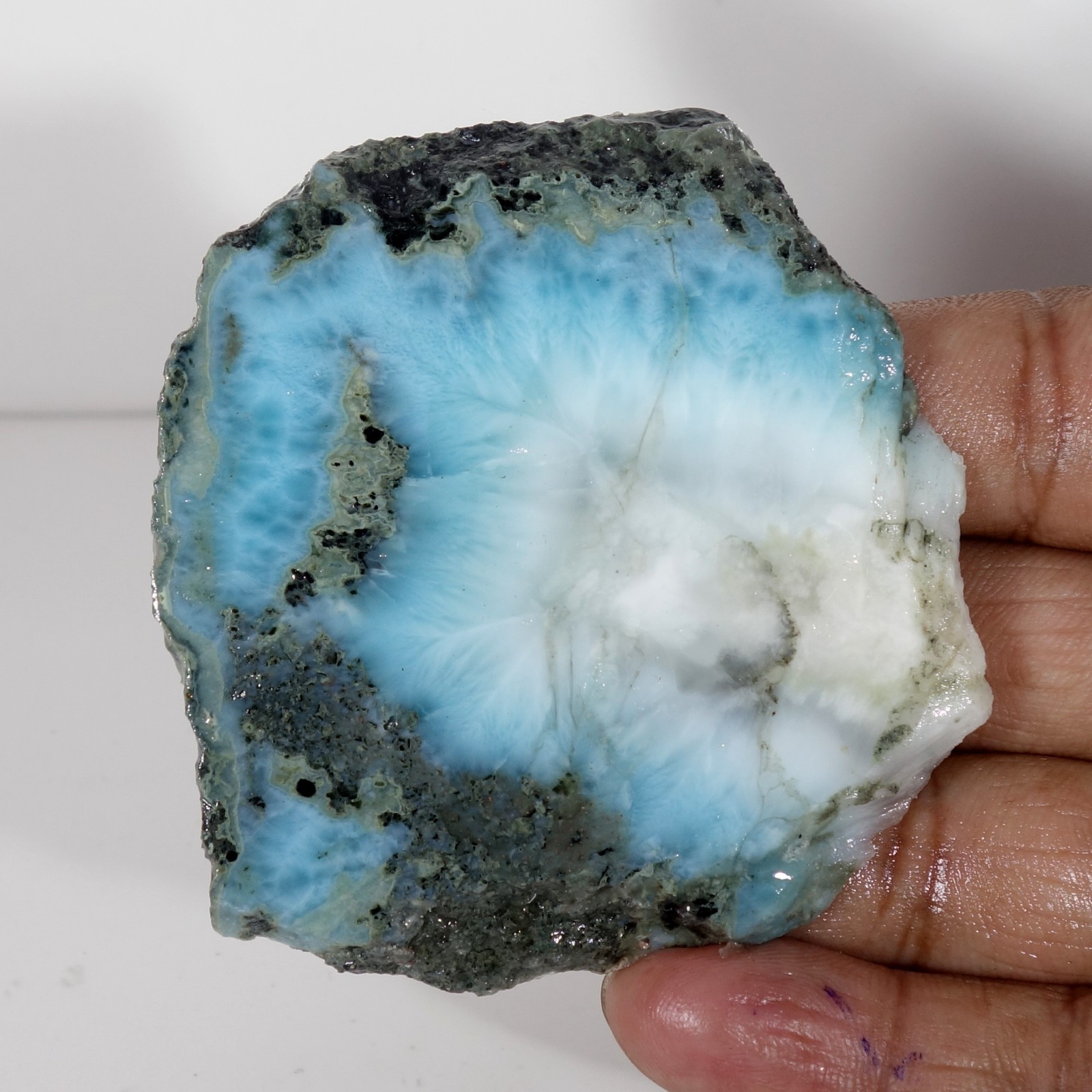 Spiritual Healing Larimar Natural Authentic Slab Rough Blue Gem Stone 236.30 Cts