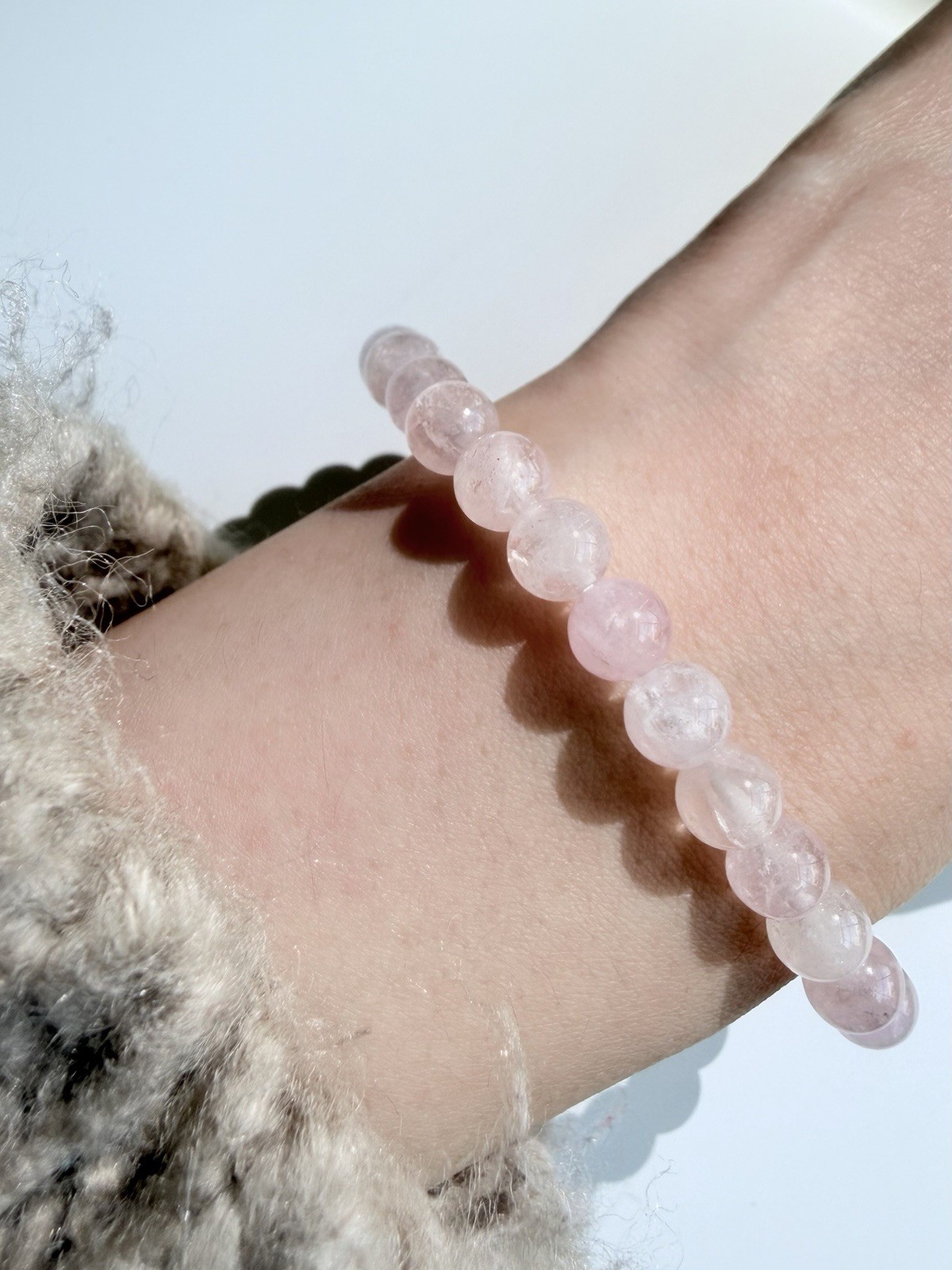 Natural Pastel Mozambique Rose Quartz Bracelet 6.5mm