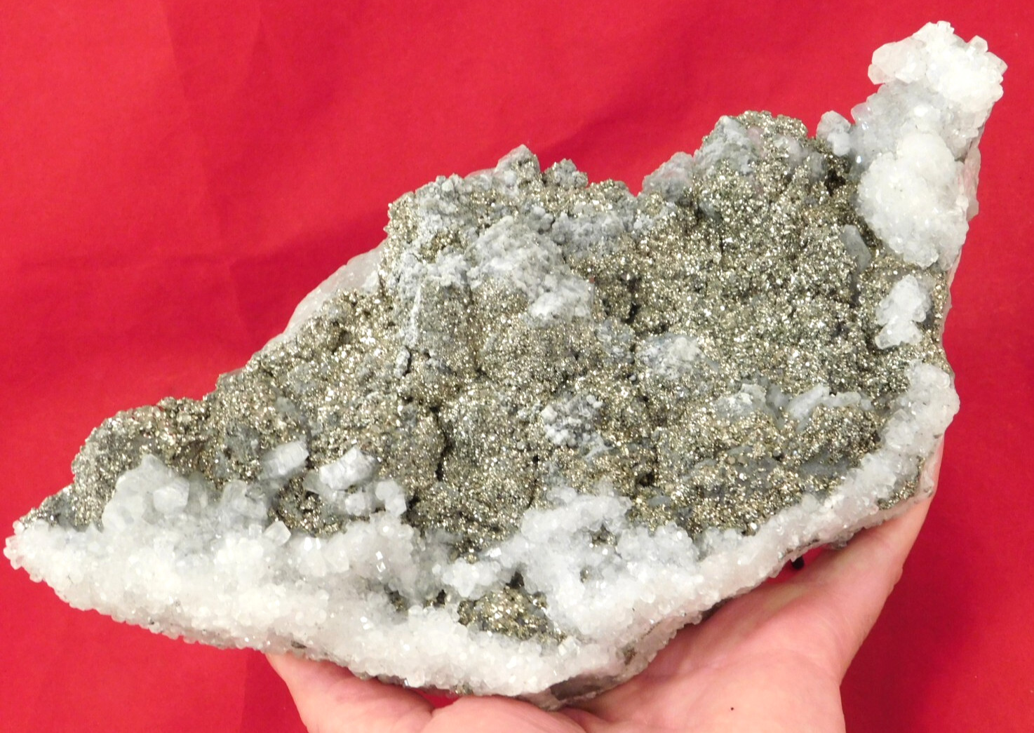 HUGE Pyrite Crystal Cluster With Fluorescent Calcite Crystals Mexico 2020gr