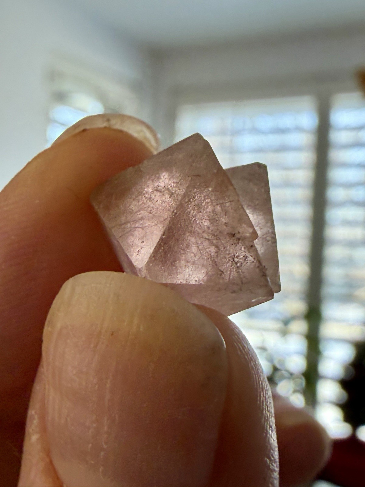 Pink Octahedral Fluorite With Side Rider, From Inner Mongolia, China