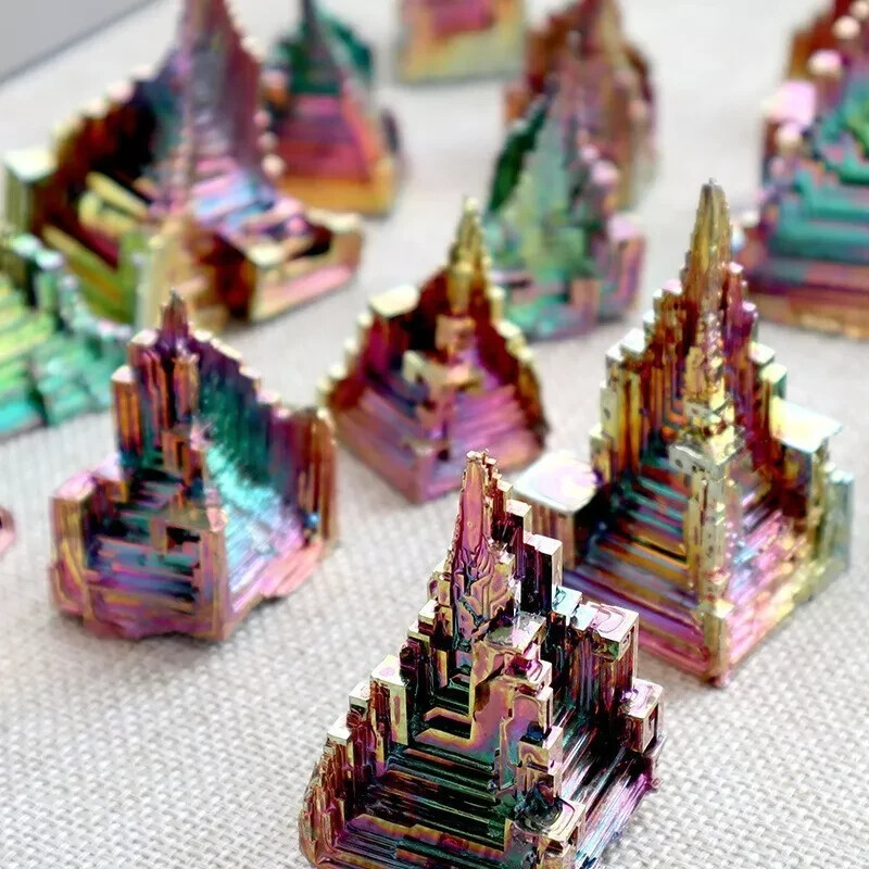 Natural Aura Rainbow Bismuth Titanium Quartz Crystals Raw Mineral Specimen Decor