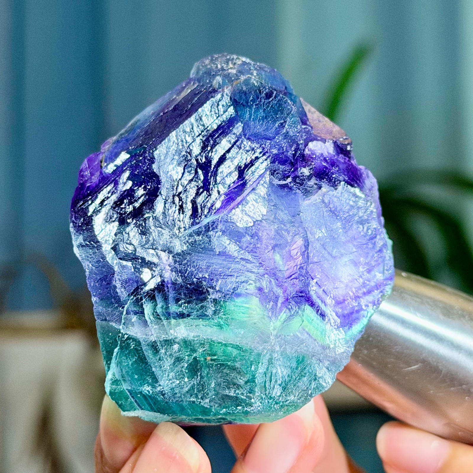 216G Rare transparent purple cubic fluorite mineral crystal sample/China