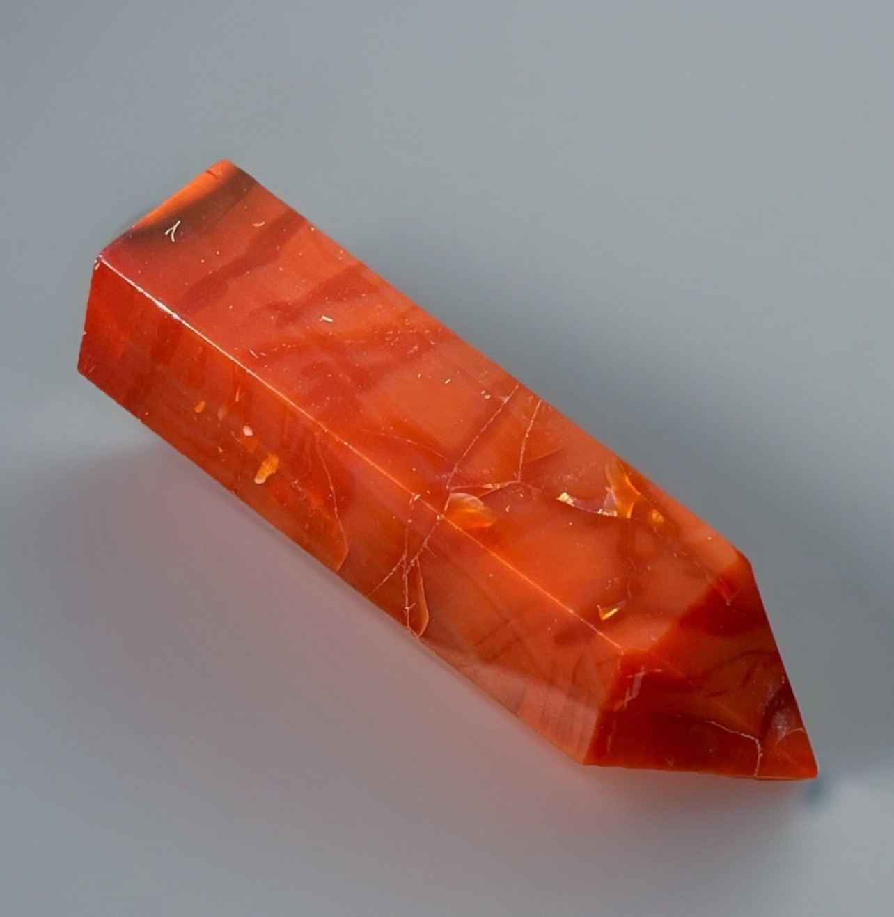 Carnelian Tower – Natural Red orange Agate Crystal Point