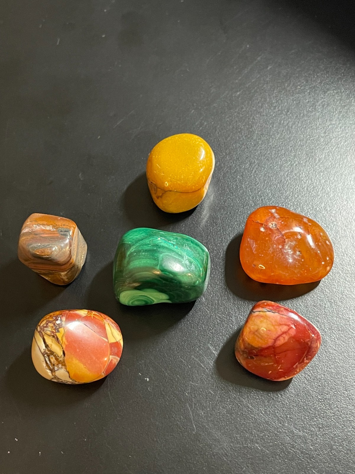 6-Pcs Polished Tumbled Gemstones Various Types Marble Colors Smooth Rounded