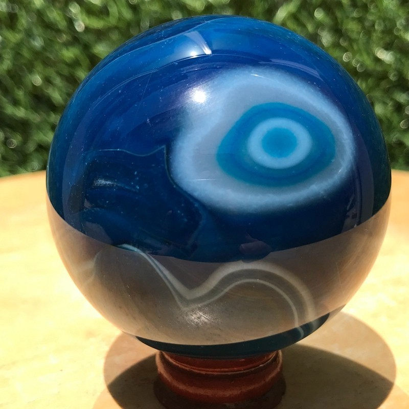 290G Rare Blue Agate Quartz Ball Crystal Sphere Mineral Specimen Healing