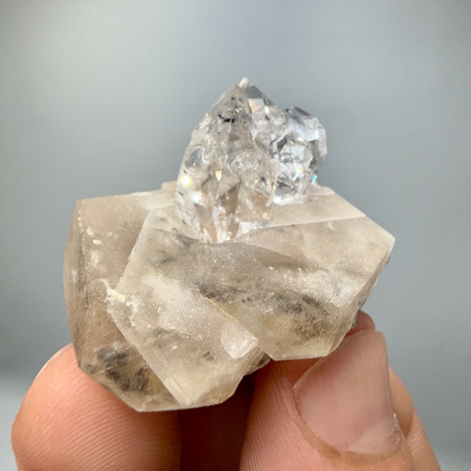 Herkimer Diamond Gem Cluster Perched on Calcite Crystals, Unique + 100% Natural!