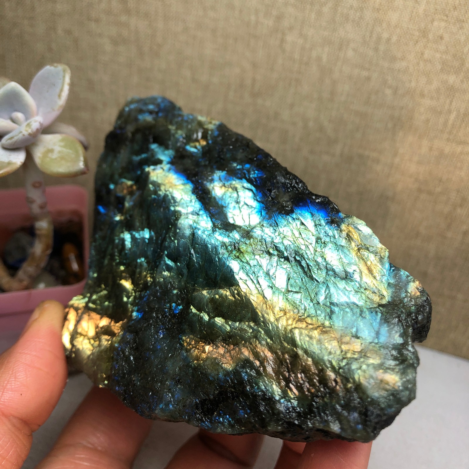 88mm Natural Labradorite Crystal gemstone rough original Specimen 424g A2629