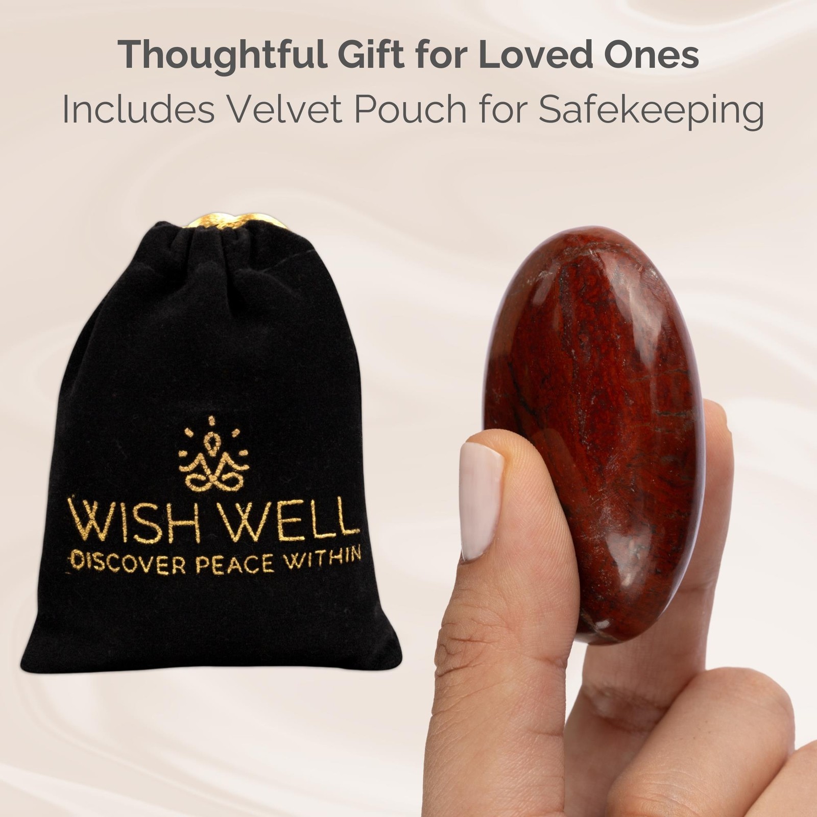 Red Jasper Palm Stone Crystal – Natural Healing Stone for Anxiety Relief & Medit