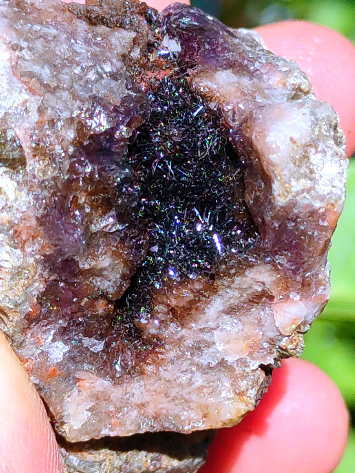 Rainbow 🌈 Rutiles with Karur Amethyst. Natural Mineral specimen Crystal