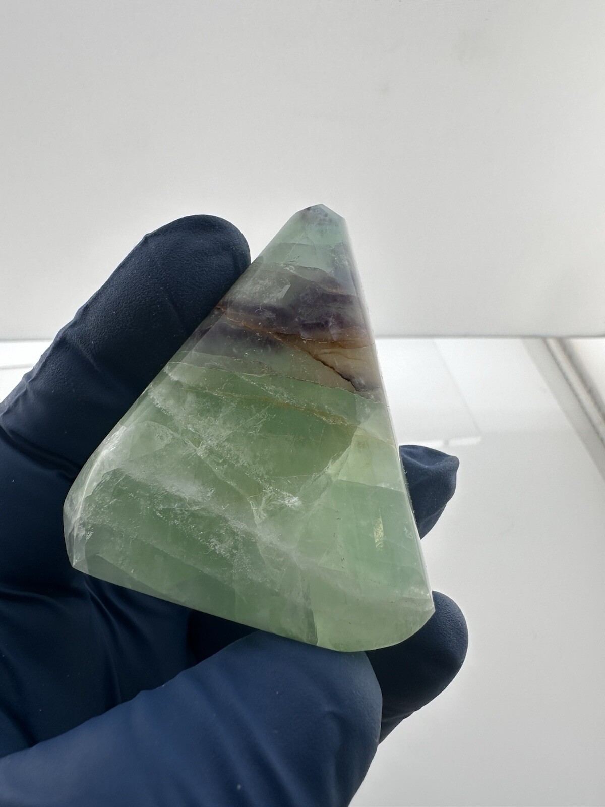 Rainbow Fluorite Handmade Triangle Faceted Purple Yellow Green Gemstone