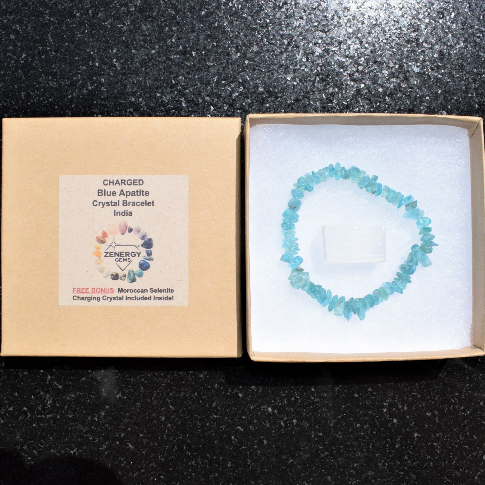 Charged Blue Apatite Jewelry Set – 18″ Necklace, 7″ Bracelet, 2″ Earrings