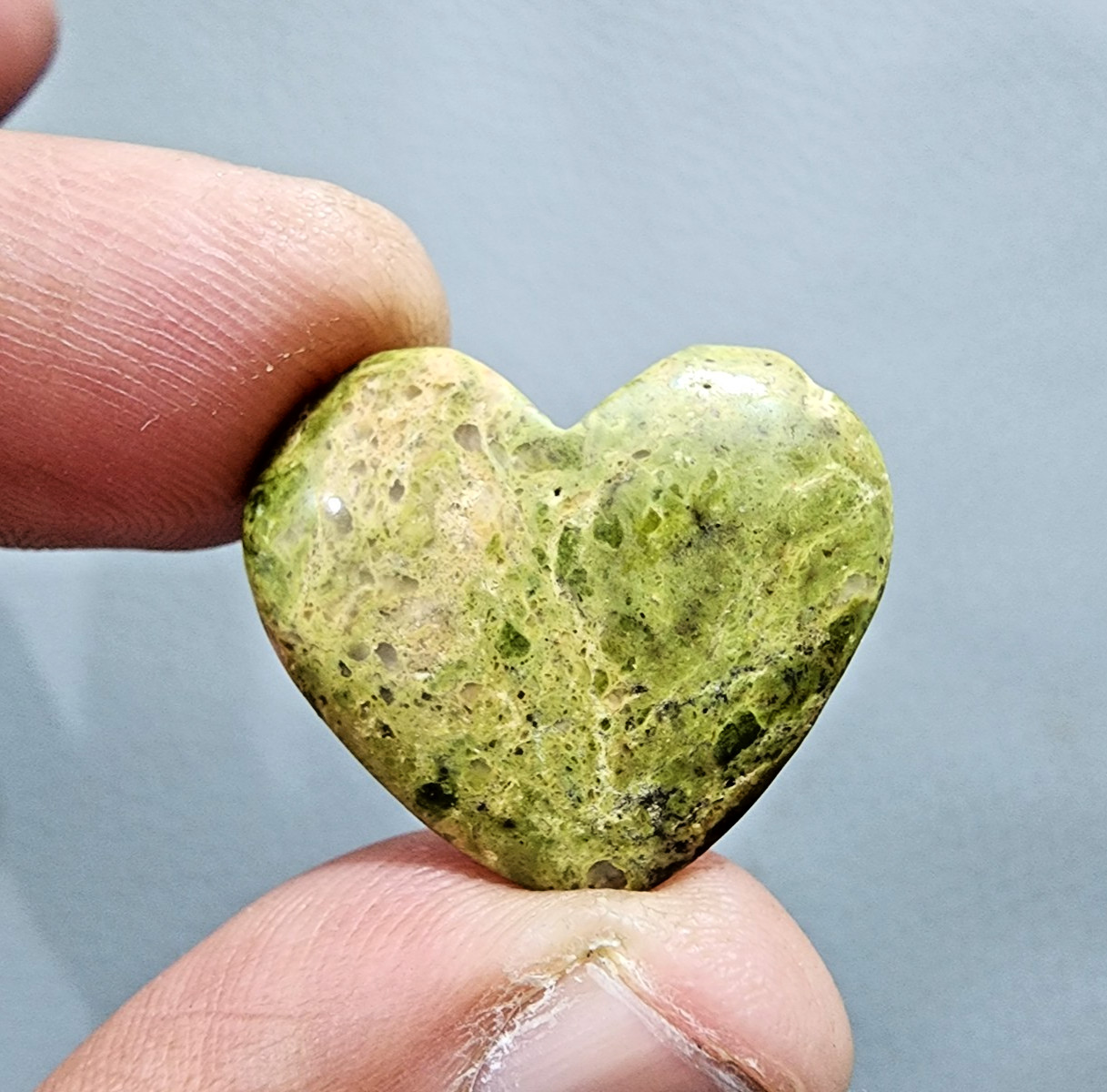 36 Crt Amazing Serpentine Palm Stone Heart Shape Loose Gemstone Cabochon Jewelry