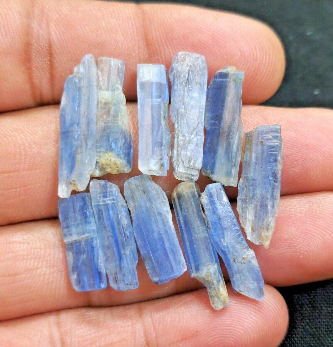 Gorgeous Blue Kyanite Raw Shards 11 Piece Lot Size 16-25 MM Rare Loose Gemstone