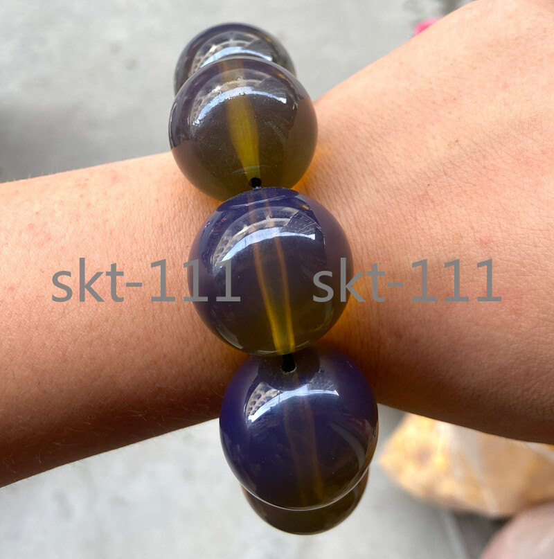 Huge 0 Certificate 30mm Natural Mexico sky blue Amber Beads Bracelet