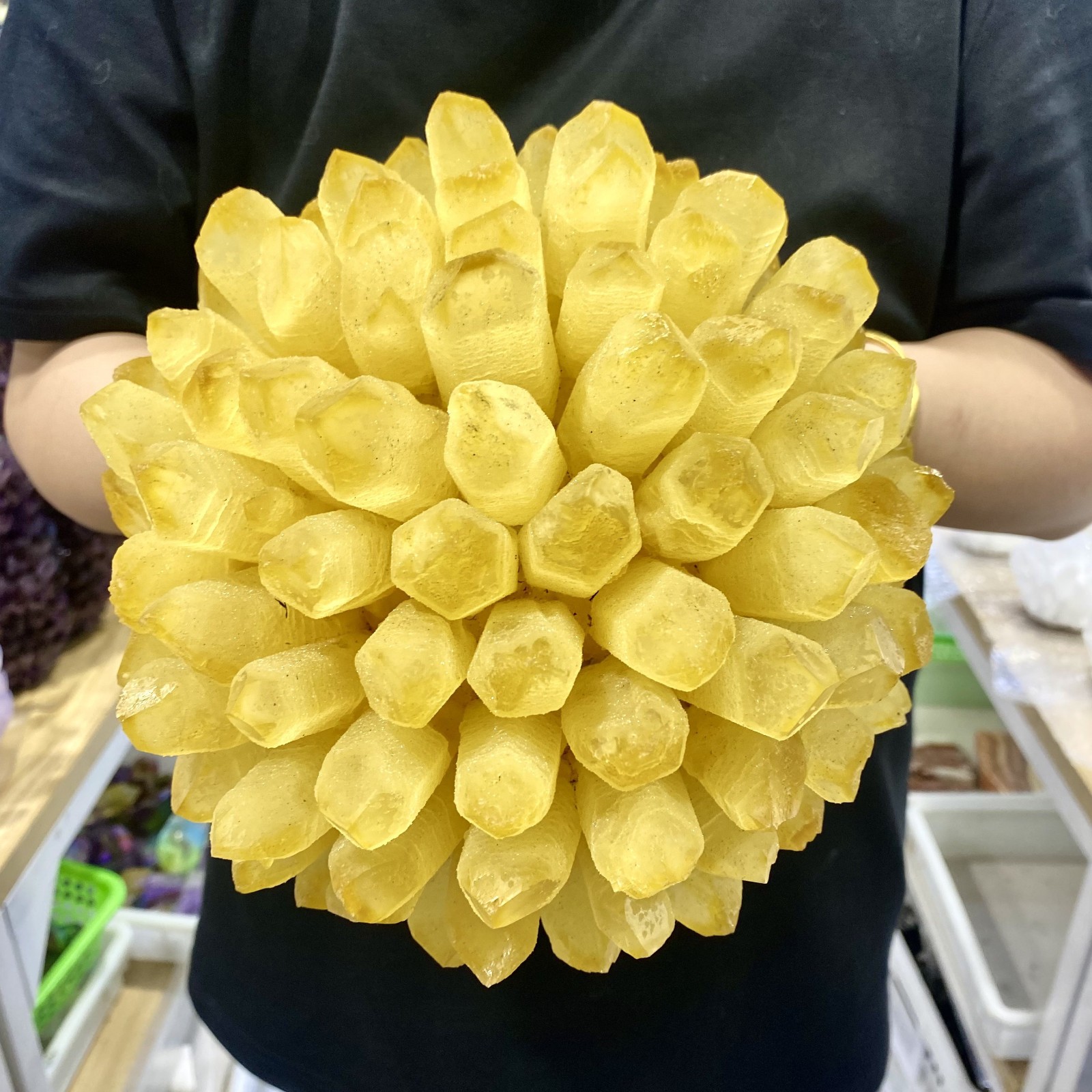 13.4LB Newly discovered yellow ghost quartz cluster mineral sample-