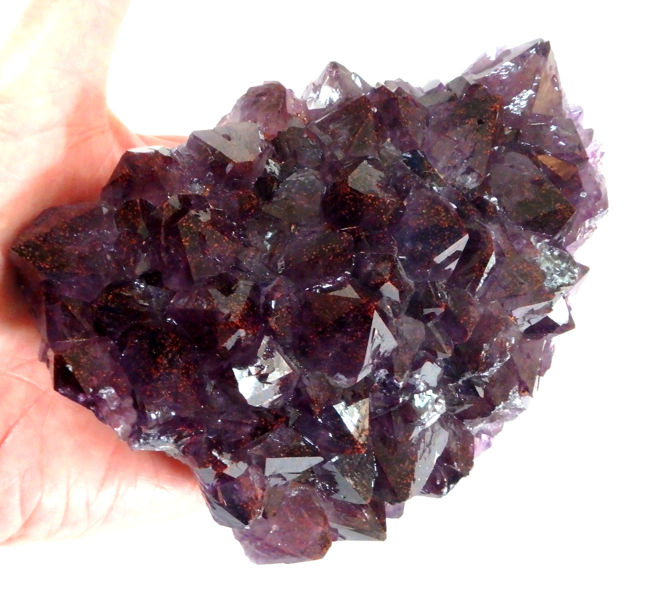 Crystal Amethyst on Calcite with Red Hematite Thunder Bay, Canada 1lb 1 oz.