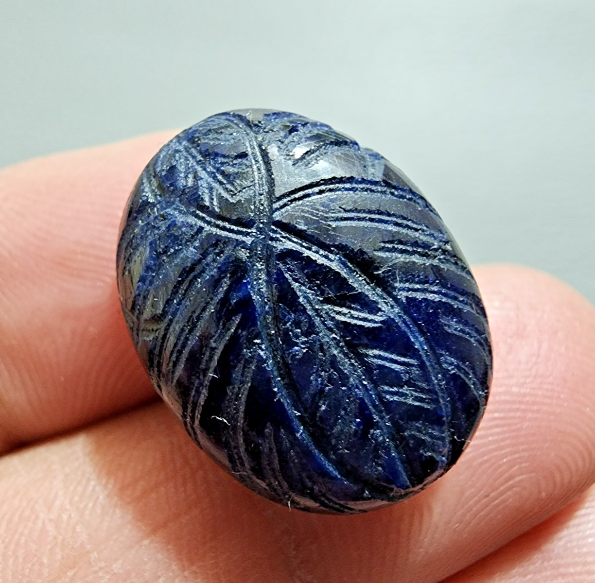 38.60Ct AAA+ Blue Sapphire Carving Handcrafted Gemstone Loose Gemstone Jewelry