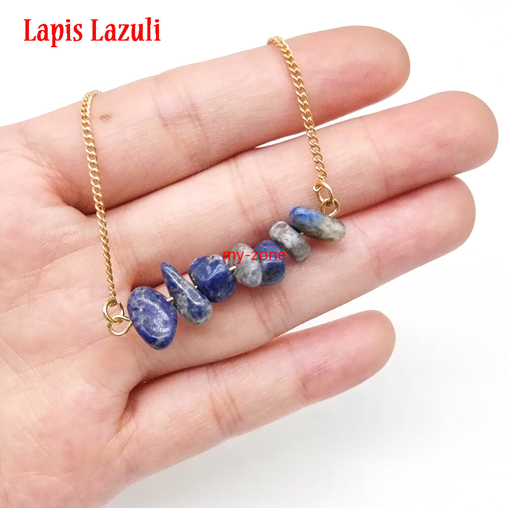Raw Chakra Crystal Gemstone Necklace Dainty 7 Chakra Healing Crystals Charm